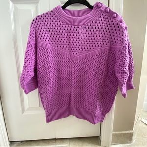 J. Crew Crocheted Elbow Sleeve Sweater w/ Buttons